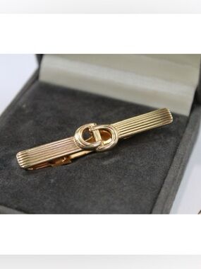 Christian Dior Tie Bar Gold Tone CD Logo Vintage Germany Tie Clip